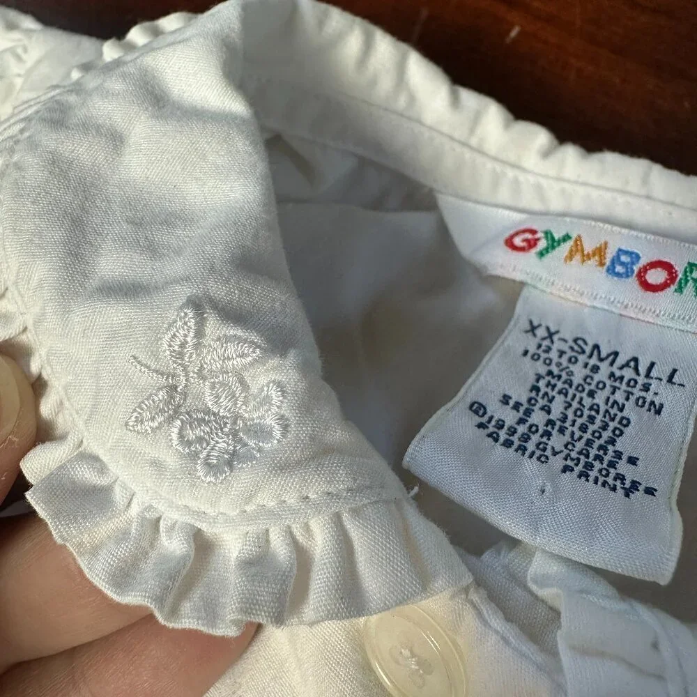 Vintage GYMBOREE Pintuck & Embroidery Cotton Long Sleeve Shirt Size 12-18 Months